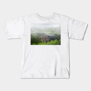 Old Broken Railway Bridge in Foggy Day Kids T-Shirt